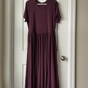 Burgundy A-line Dress w/ Pockets